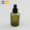 wholesale cosmetic packaging green glass bottle with lotion pump